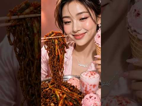 짜장면과 핑크 아이스크림, 예상 밖의 조합